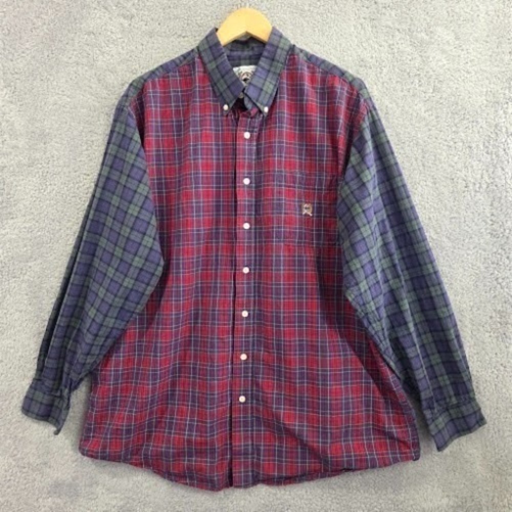 Cinch‎ Long Sleeve Mixed Plaid Button-Down Western Shirt Men's XL Red Blue Green